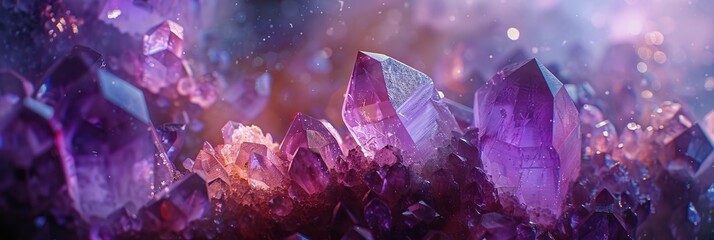 Glowing Purple Crystals Macro Photography for Jewelry or Spiritual Designs Generative AI