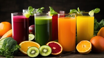 Fototapeta premium Juice mixed with vegetables and fruits, healthy drink