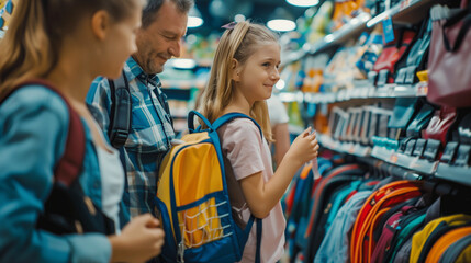 parent and child shopping for school supplies