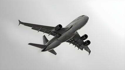 Obraz premium illustration of a commercial air plane flying, | Perfect for banners, backgrounds, and templates related to aviation, travel, and tourism. Ideal for airline promotions and holiday travel concepts. 