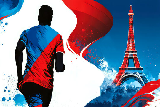 paris sport olympic 2024 ceremony, water color commencement