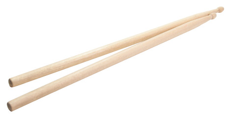 wooden drumsticks on a transparent or white insulated background
