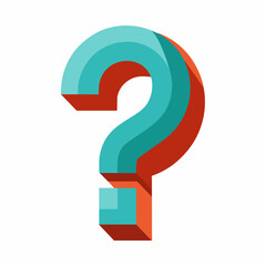 A blue and red question mark is displayed on a white background