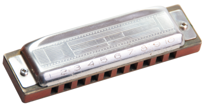 wood and metal harmonica on a white or transparent insulated backing - Powered by Adobe