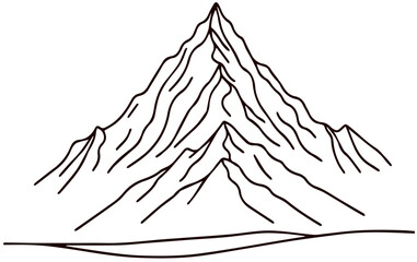 mountain outline illustration. Black and white mountain line arts wallpaper. landscape background design. Vector illustration. Hand drawn mountains