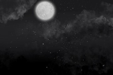 full moon over the clouds