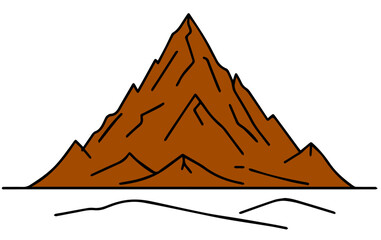 Brown mountain icon. Cartoon illustration of mountain vector, camping in the mountains