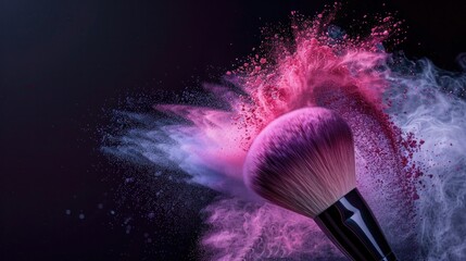 The soft makeup brush releases colorful powder.