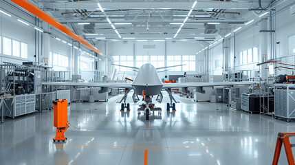 A white military aircraft is parked in a hangar with other aircraft. The hangar is dimly lit, giving the scene a mysterious and ominous atmosphere