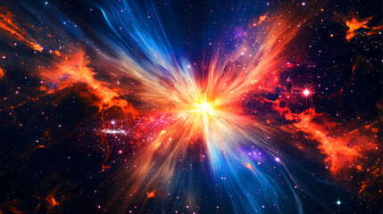Star exploding in space. Cosmic explosion of a supernova in space.
