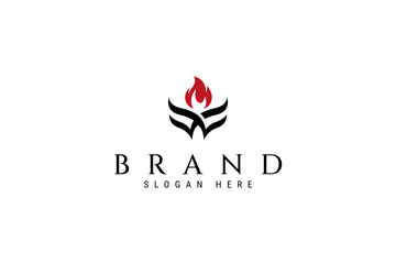 Torch burning fire logo design template vector