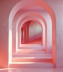 Pink Archway Leading into Futuristic Space