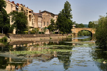 River scene in Metz France, Mosel river