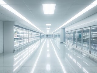 Clean and organized aisles of the grocery store