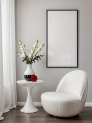 Mockup poster frame in modern living room interior background, interior mockup design, frame mockup