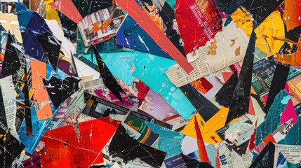 Fototapeta premium Abstract collages created from torn newspapers and magazines.