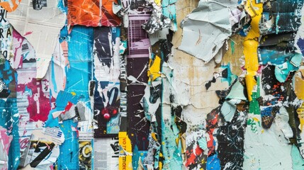 Fototapeta premium Abstract collages created from torn newspapers and magazines.