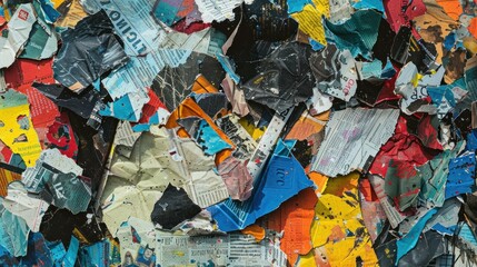 Naklejka premium Abstract collages created from torn newspapers and magazines.