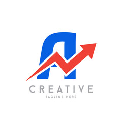 letter A with upper arrow logo. financial growth up logo icon design with arrow combined for economy, finance element symbol