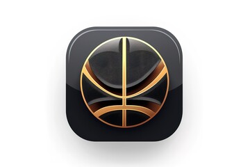 Sports button with basketball ball under transparent glass. Icons for a site or application. 