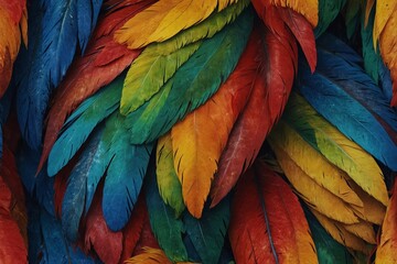 Obraz premium A colorful feather pattern with a rainbow of colors