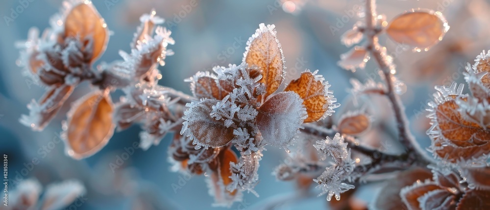 Canvas Prints a branch covered in frost and snow