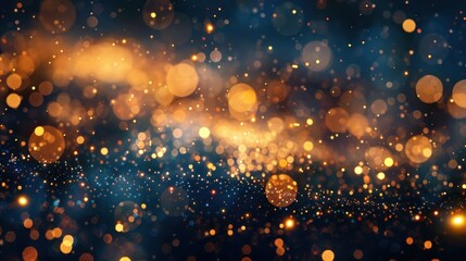 Obraz premium A mesmerizing bokeh background showcasing an array of golden lights against a dark backdrop. The lights appear to sparkle and shimmer, creating a sense of luxury and opulence. This image is perfect