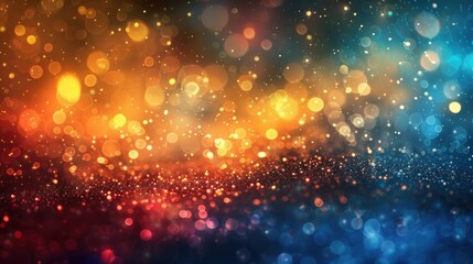 Fototapeta premium A stunning abstract background featuring a rich bokeh effect. The image showcases an array of soft, defocused lights in various hues, creating a dreamy and ethereal atmosphere. The bokeh lights
