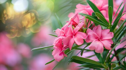 Obraz premium The tree Nerium oleander also known as oleander can induce skin irritations severe eye inflammation and allergies due to its sap