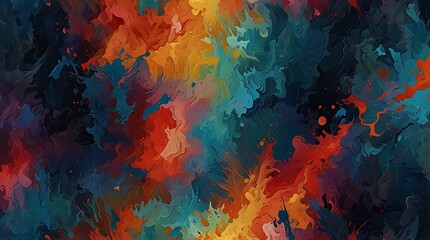 abstract painting with a rainbow of colors including blue,
