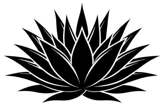 black agave plant graphic on white background clip art preview