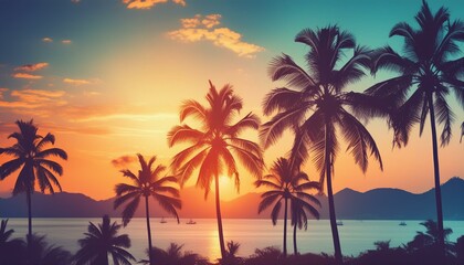 Fototapeta premium palm trees at sunset