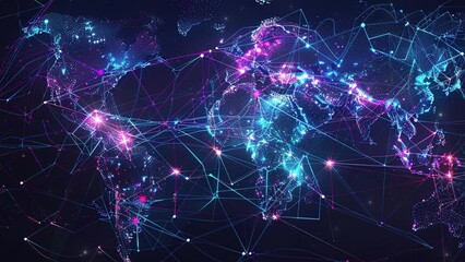 Social network networking concept design. Digital world map with users worldwide connections. Communication technology background. Global connection. Global social media network. World communication 