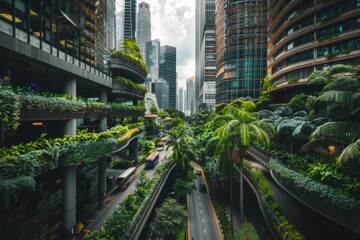 Obraz premium Urban Spaces with Integrated Green Areas Promoting Sustainability
