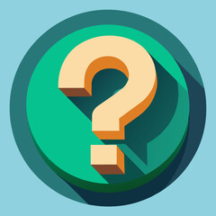 Question mark in circle with long shadow on blue background