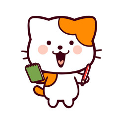 メモをするコミカルなネコ