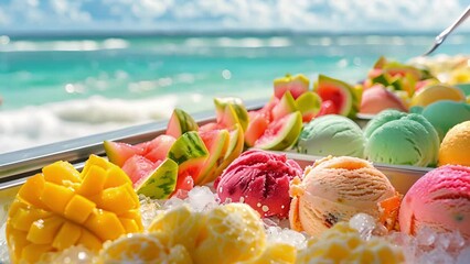 Discover a hidden gem at the beach a gelato cart offering a delightful range of tropical fruit flavors inspired by the local area.