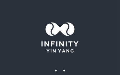 infinity with yin yang logo design vector silhouette illustration