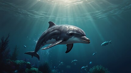 Fototapeta premium bottlenose dolphin is jumping out of the water