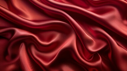 Obraz premium Luxurious Deep Red Satin Fabric with Rich Folds