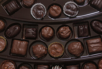 Close-up of chocolates in a variety of flavors