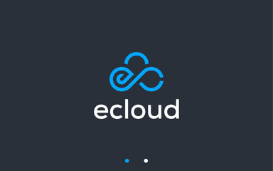 letter ec with clouds logo design vector silhouette illustration