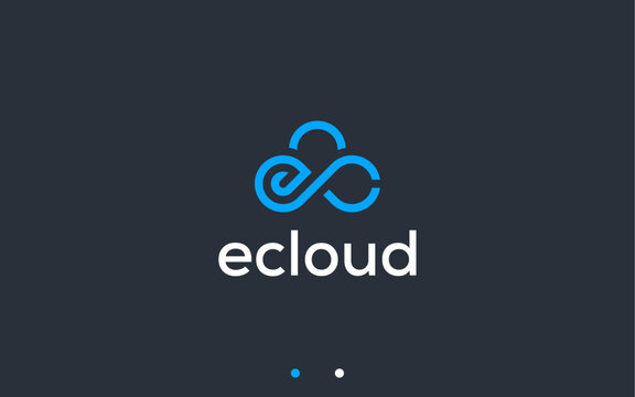 letter ec with clouds logo design vector silhouette illustration