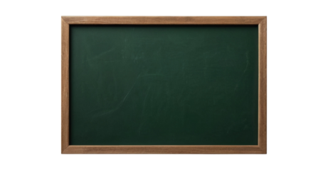 empty green chalkboard with wooden frame. blank blackboard png isolated on transparent background
