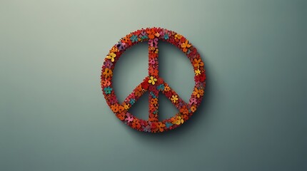 peace symbol made of rainbow colors with a dark background