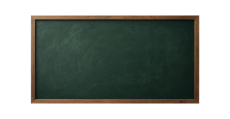 empty green chalkboard with wooden frame. blank blackboard png isolated on transparent background