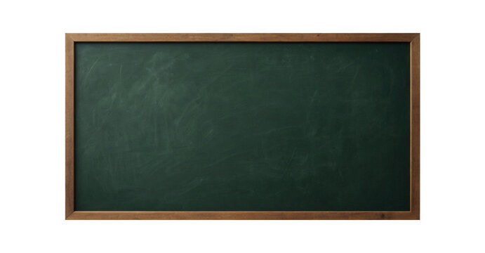 empty green chalkboard with wooden frame. blank blackboard png isolated on transparent background
