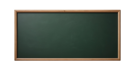 empty green chalkboard with wooden frame. blank blackboard png isolated on transparent background