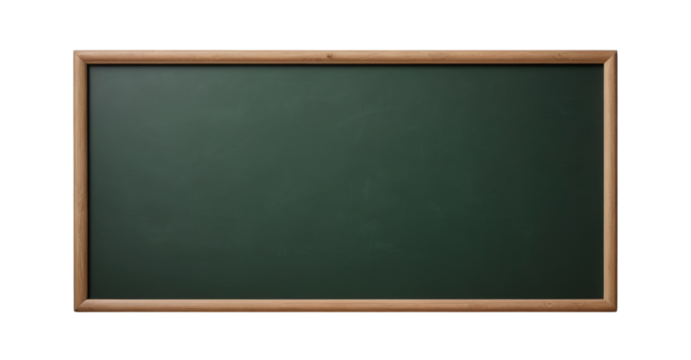 empty green chalkboard with wooden frame. blank blackboard png isolated on transparent background