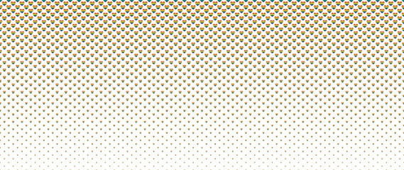 Blended  doodle pride heart on white for pattern and background, halftone effect, PRIDE month  background